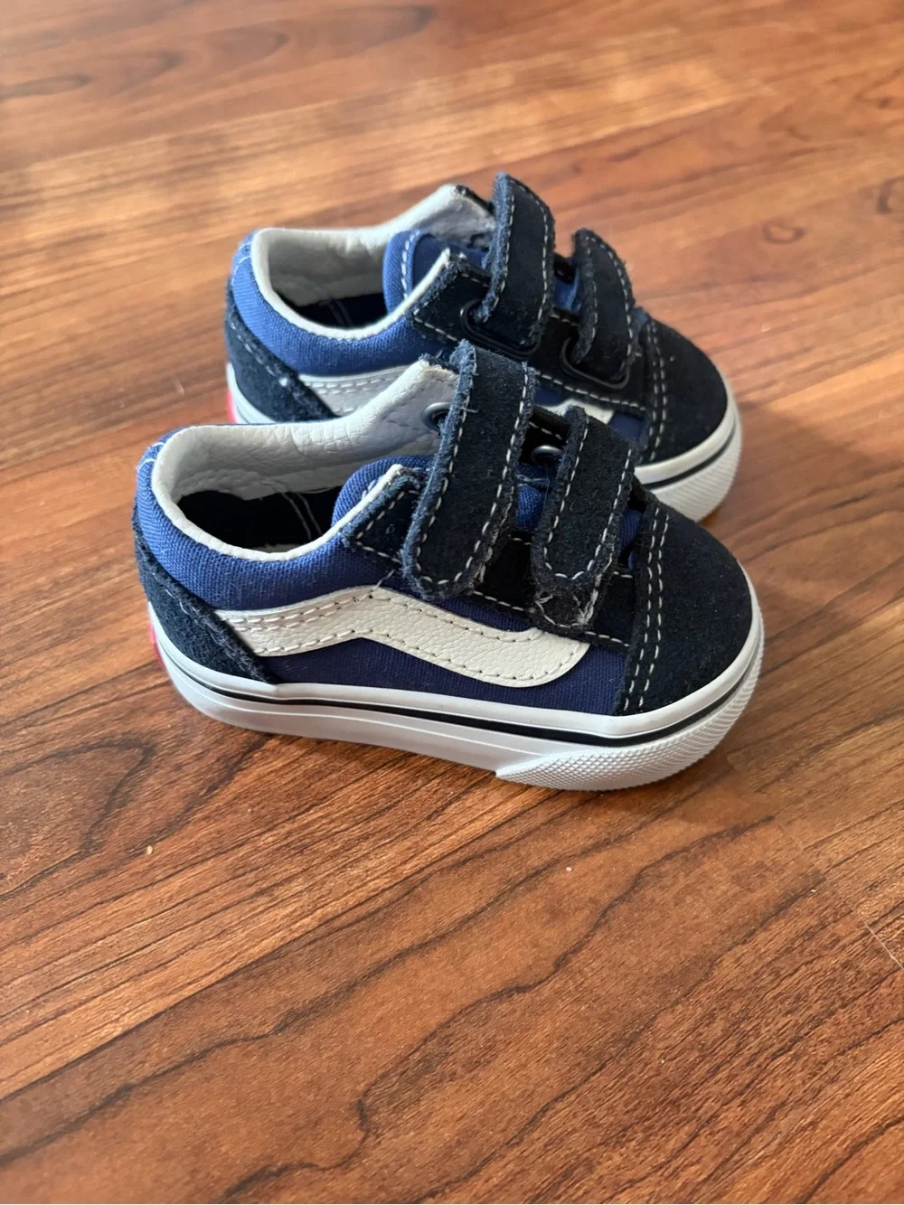 Vans Navy and White Double Velcro Toddler Sneakers